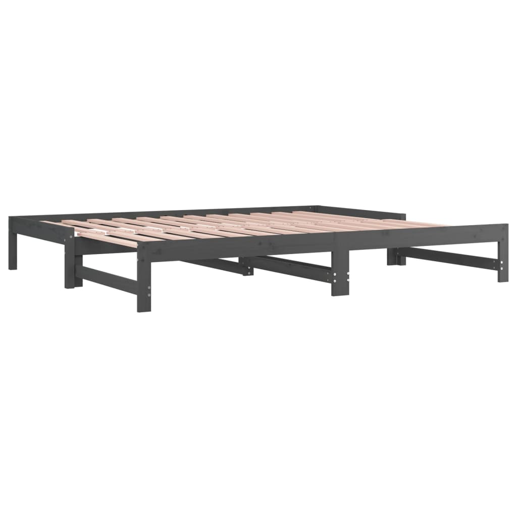 Dormeuse Estraibile Grigia 2x(90x200) cm Legno Massello di Pino - homemem39