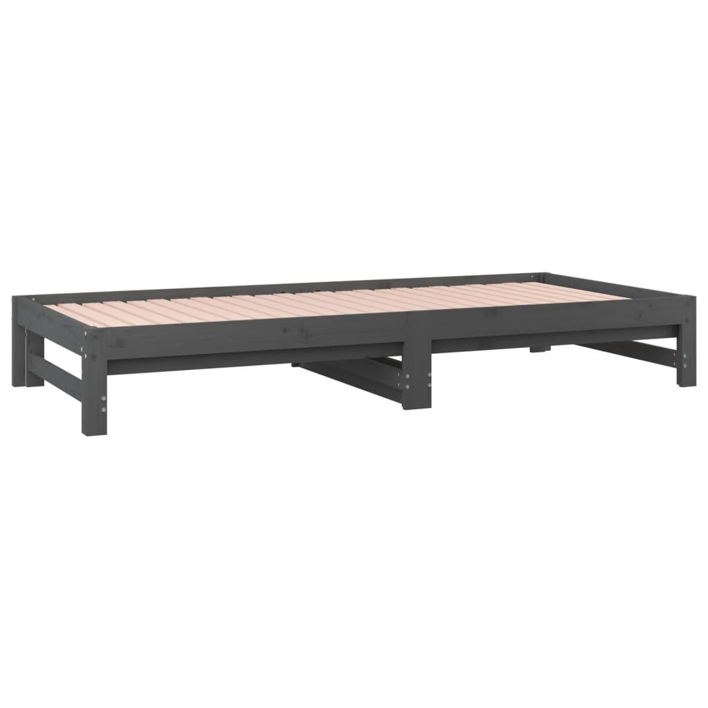 Dormeuse Estraibile Grigia 2x(90x200) cm Legno Massello di Pino - homemem39