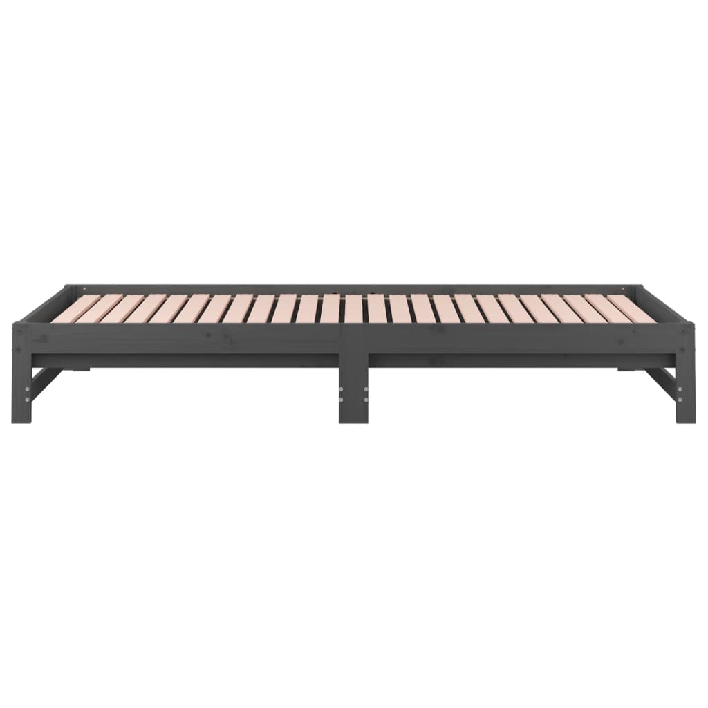 Dormeuse Estraibile Grigia 2x(90x200) cm Legno Massello di Pino - homemem39