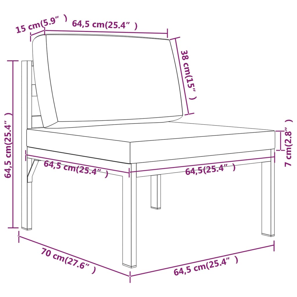 Set Divani da Giardino 8 pz con Cuscini in Alluminio Antracite | homemem39