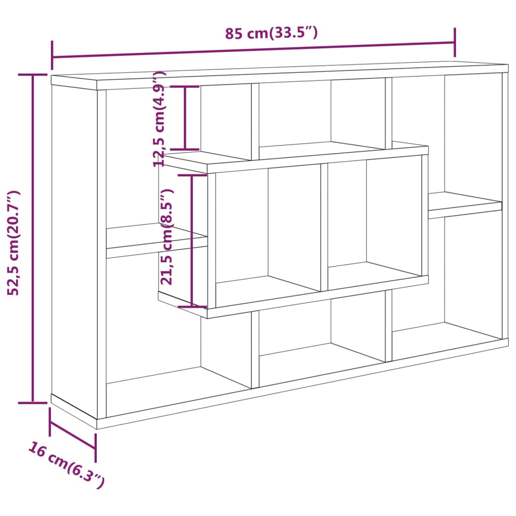 Scaffale a Parete Nero 85x16x52,5 cm in Legno Multistrato - homemem39