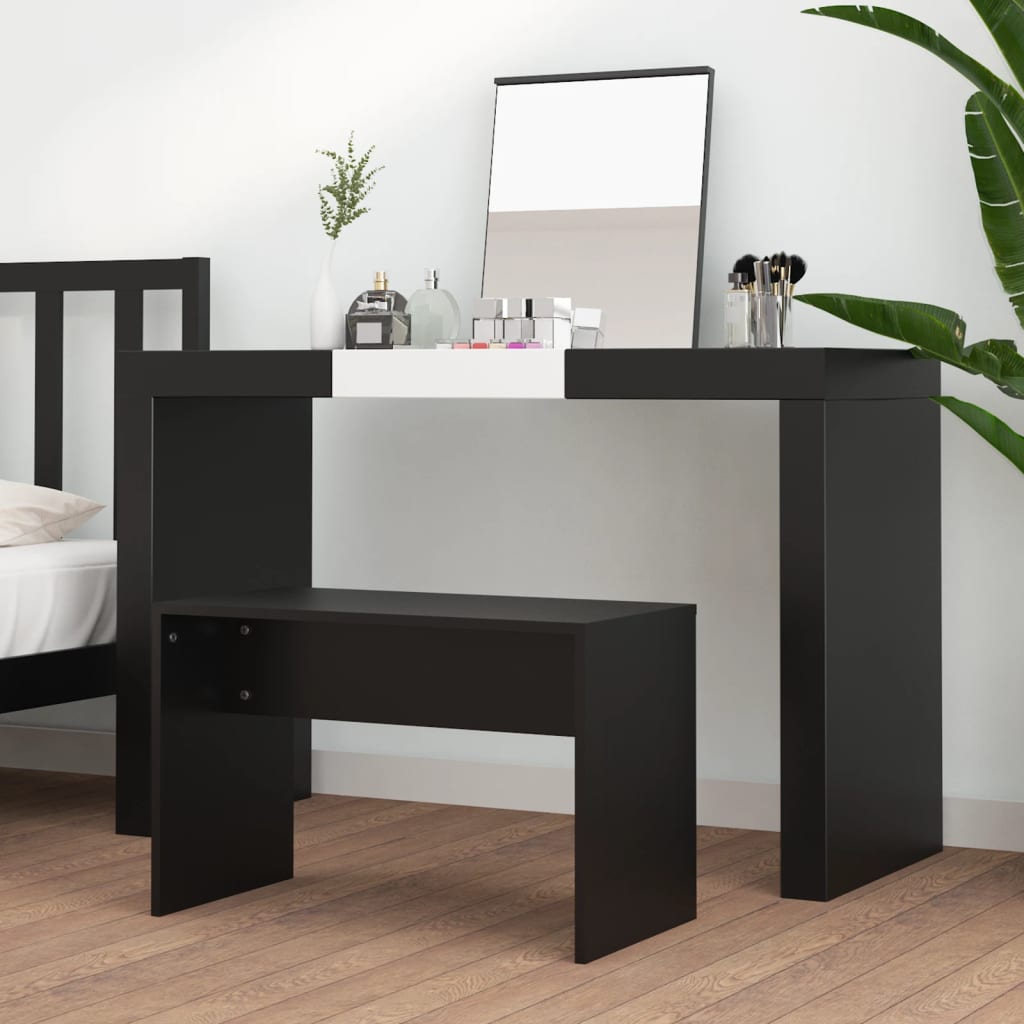 Sgabello da Toeletta Nero 70x35x45 cm Legno Multistrato - homemem39