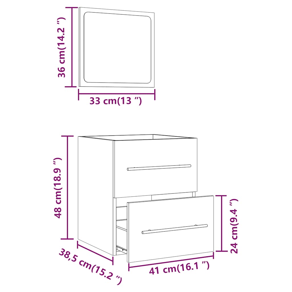 Mobile da Bagno con Specchio Bianco 41x38,5x48 cm | homemem39