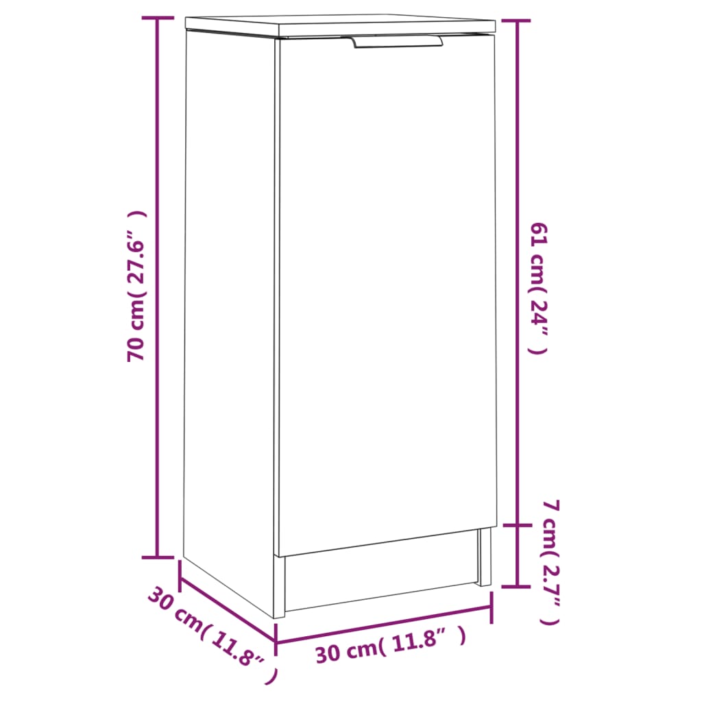 Credenze 2 pz Grigio Cemento 30x30x70 cm in Legno Multistrato - homemem39