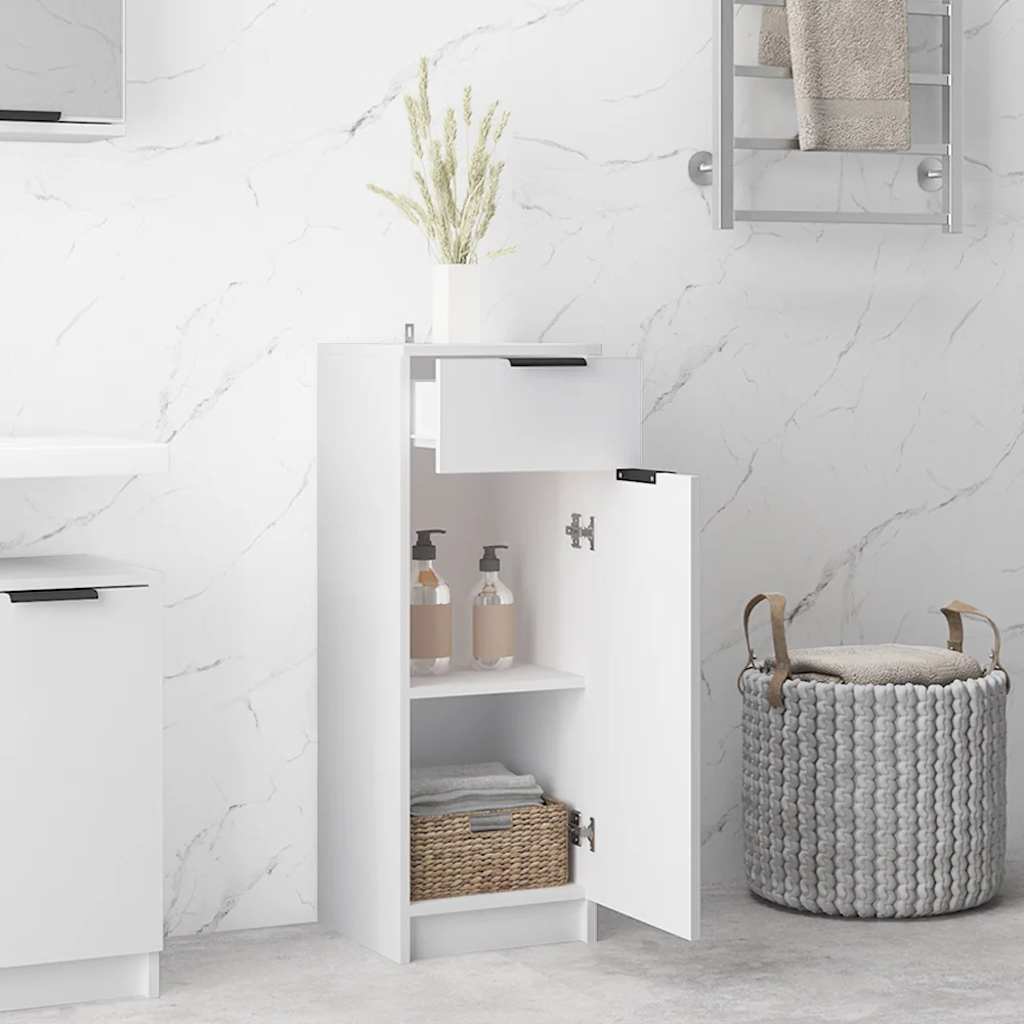 Armadio da Bagno Bianco 32x33,5x90 cm in Legno Multistrato - homemem39
