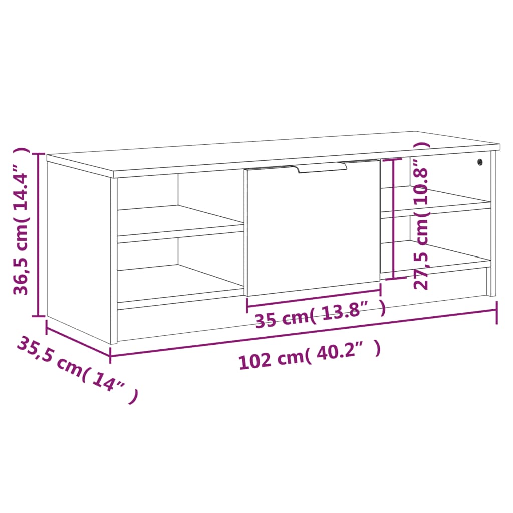 Mobile Porta TV Grigio Cemento 102x35,5x36,5 Legno Multistrato