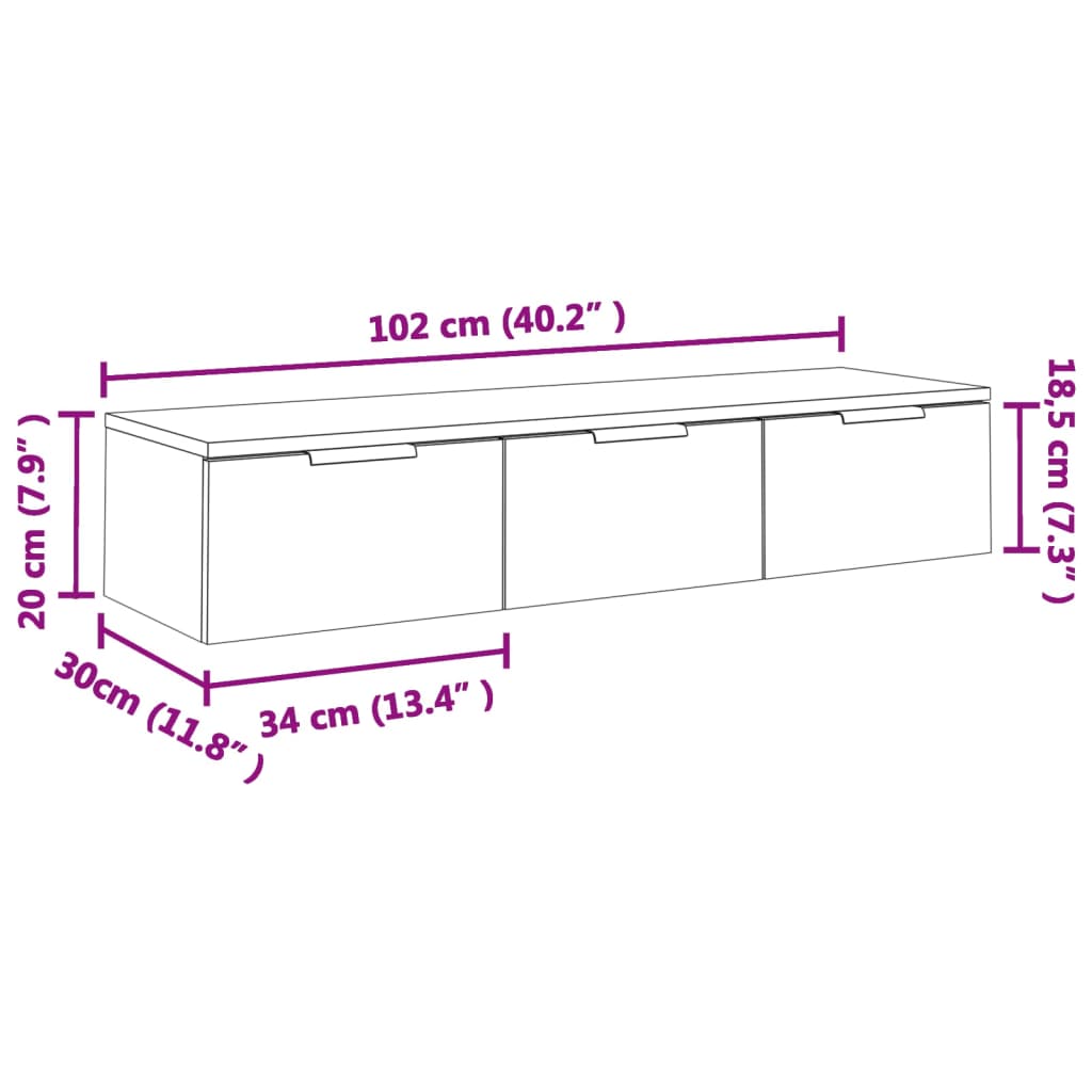 Armadietto a Muro Bianco 102x30x20 cm in Legno Multistrato | homemem39