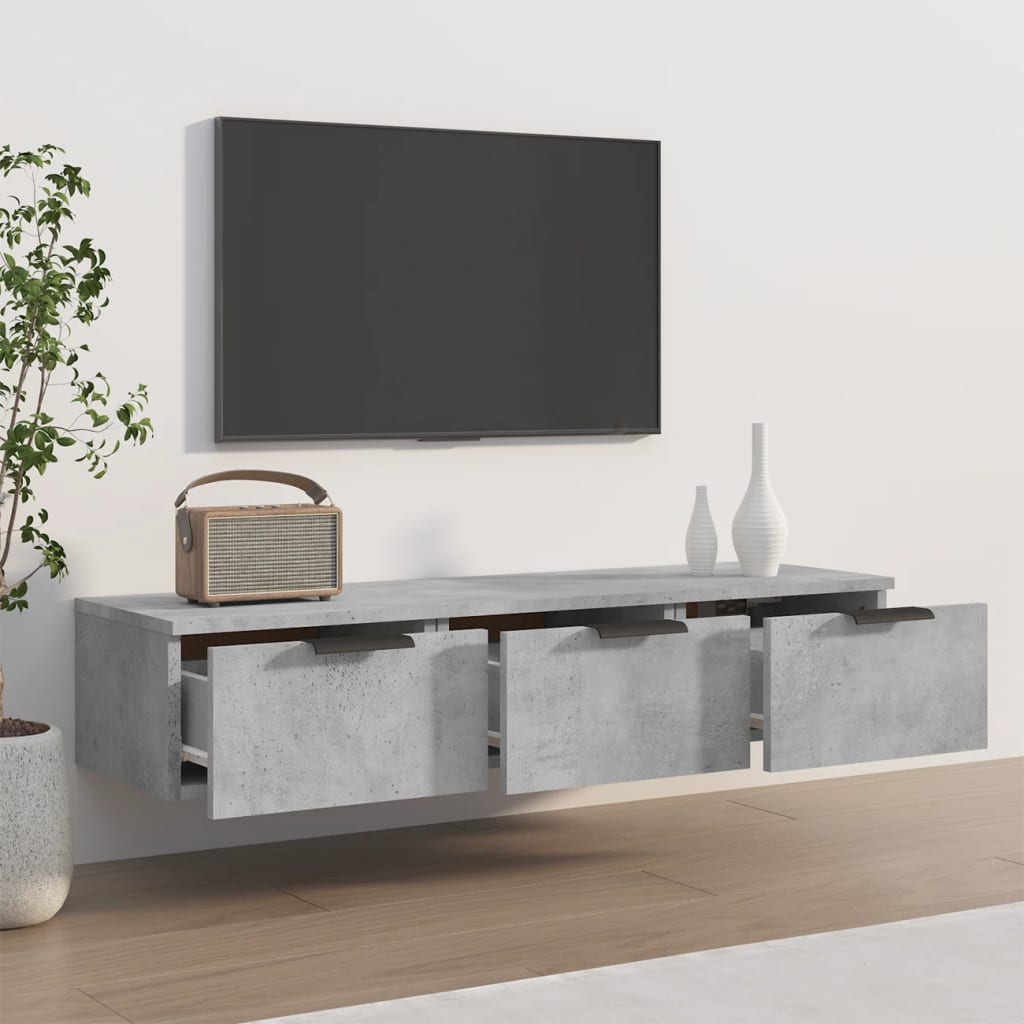 Armadietto a Muro Grigio Cemento 102x30x20 cm Legno Multistrato - homemem39