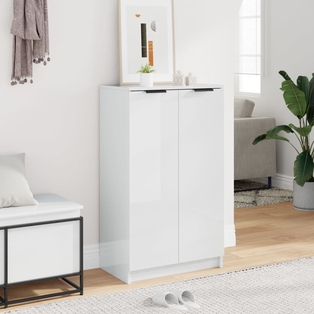 Scarpiera Bianco Lucido 59x35x100,5 cm in Legno Multistrato - homemem39