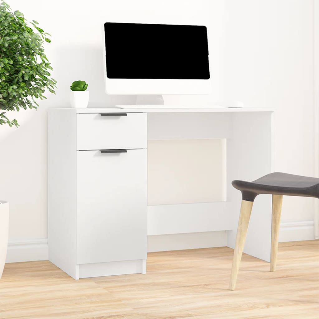 Scrivania Bianca 100x50x75 cm in Legno Multistrato - homemem39
