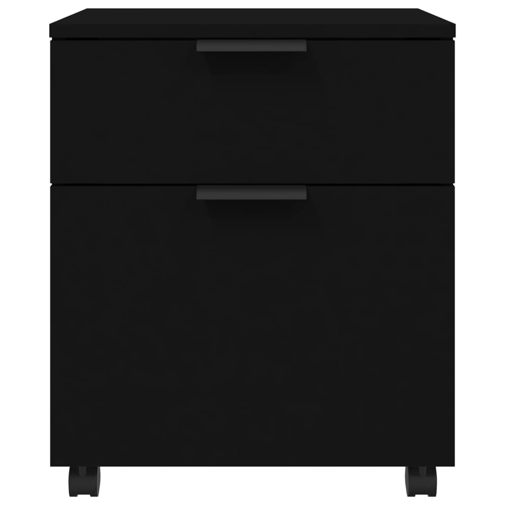 Schedario con Ruote Nero 45x38x54 cm in Legno Multistrato - homemem39