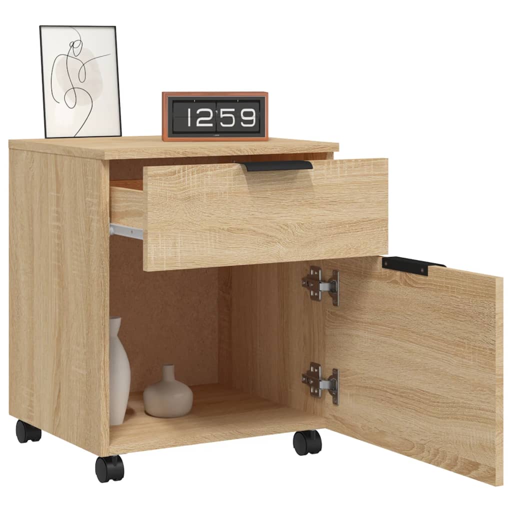 Schedario con Ruote Rovere Sonoma 45x38x54 cm Legno Multistrato - homemem39