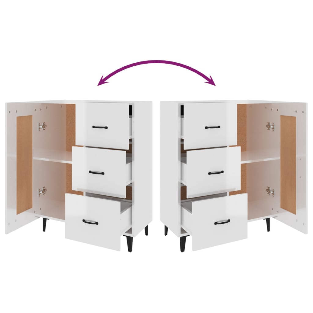 Credenza 69,5x34x90 cm in Legno Multistrato Bianco Lucido - homemem39