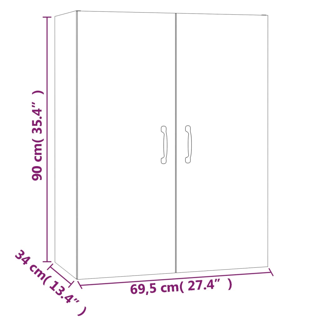 Mobile Pensile Grigio Cemento 69,5x34x90cm in Legno Multistrato | homemem39