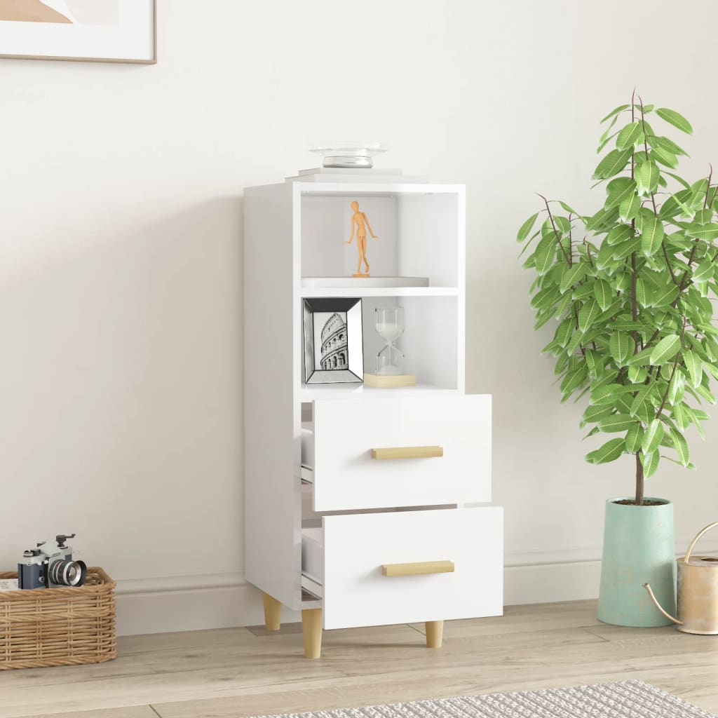 Credenza 34,5x34x90 cm in Legno Multistrato Bianco Lucido - homemem39