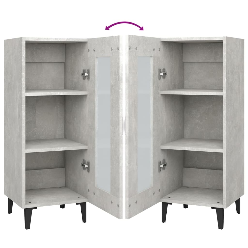 Credenza Grigio Cemento 34,5x34x90 cm in Legno Multistrato