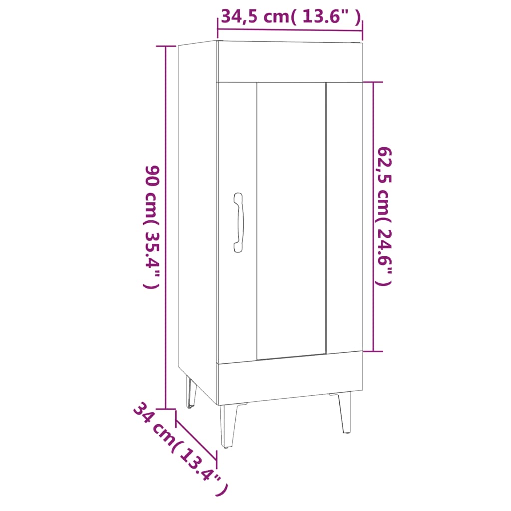 Credenza Grigio Cemento 34,5x34x90 cm in Legno Multistrato