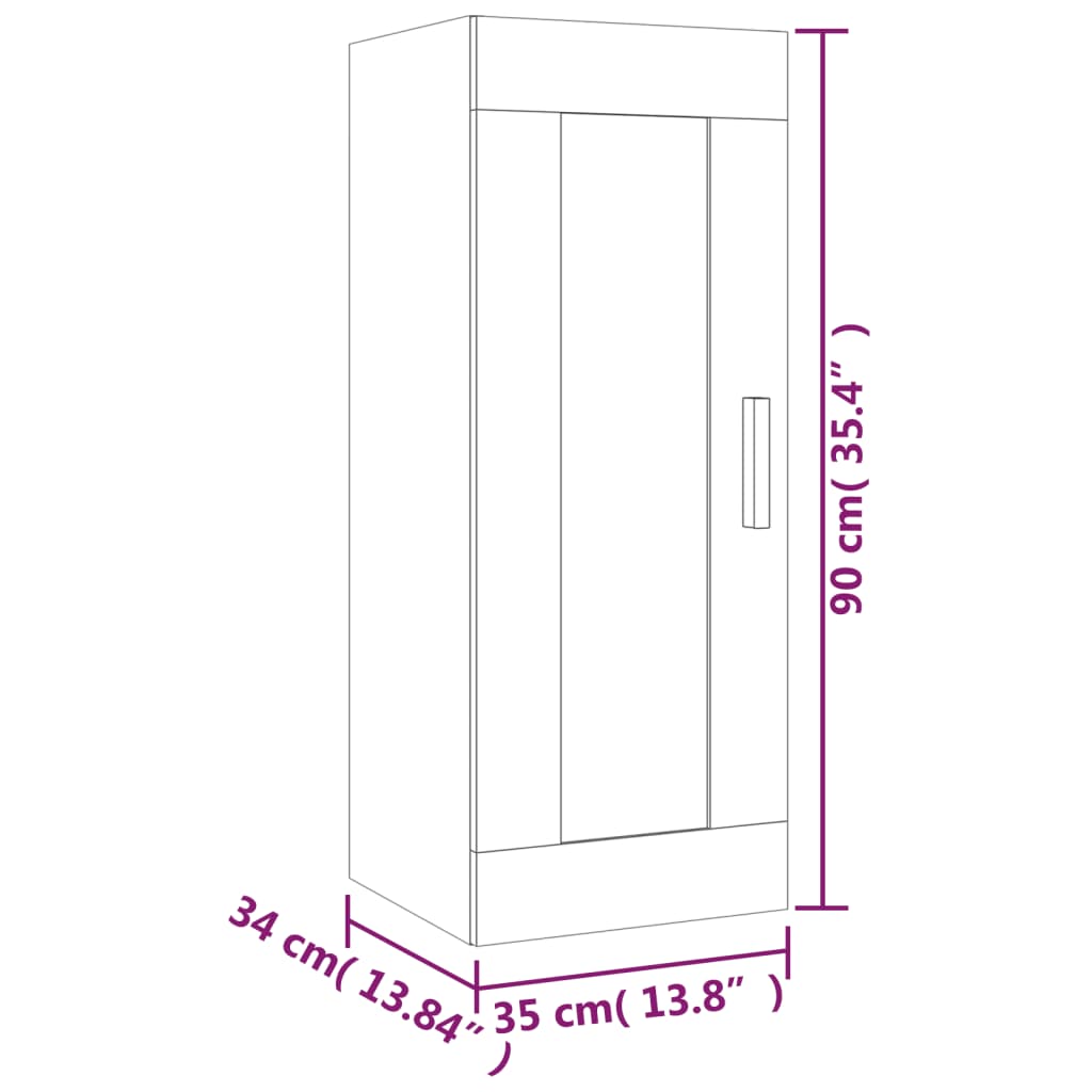 Armadietto a Muro Grigio Cemento 35x34x90 cm Legno Multistrato | homemem39
