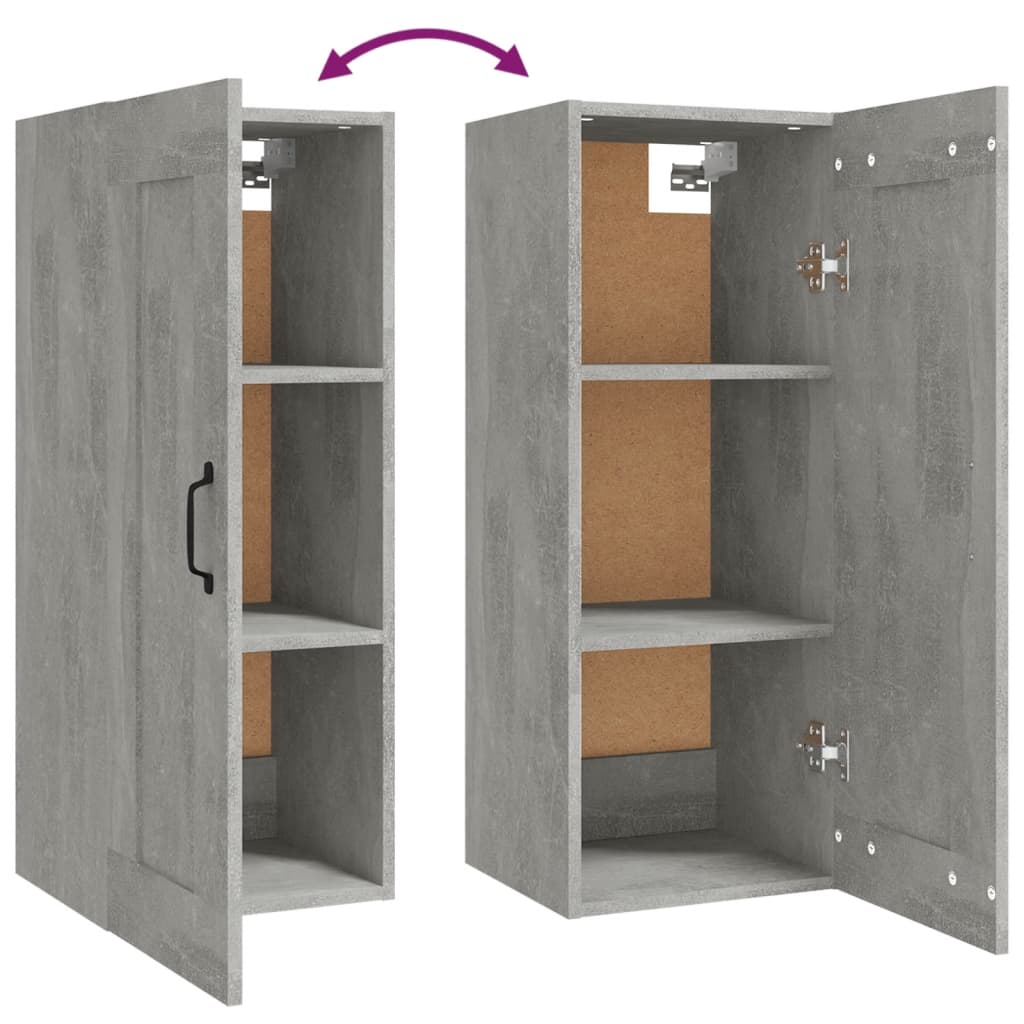 Armadietto a Muro Grigio Cemento 35x34x90 cm Legno Multistrato - homemem39