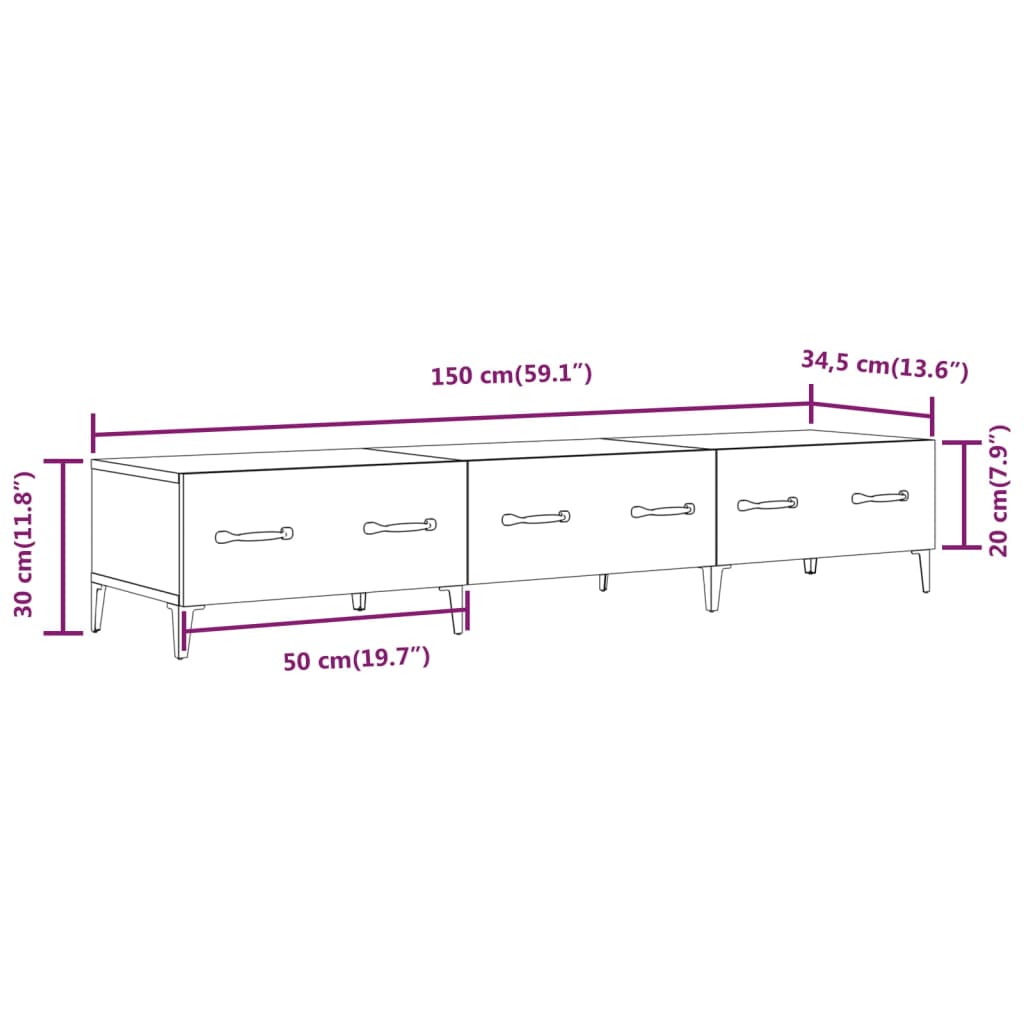 Mobile Porta TV Grigio Cemento 150x34,5x30 cm Legno Multistrato | homemem39
