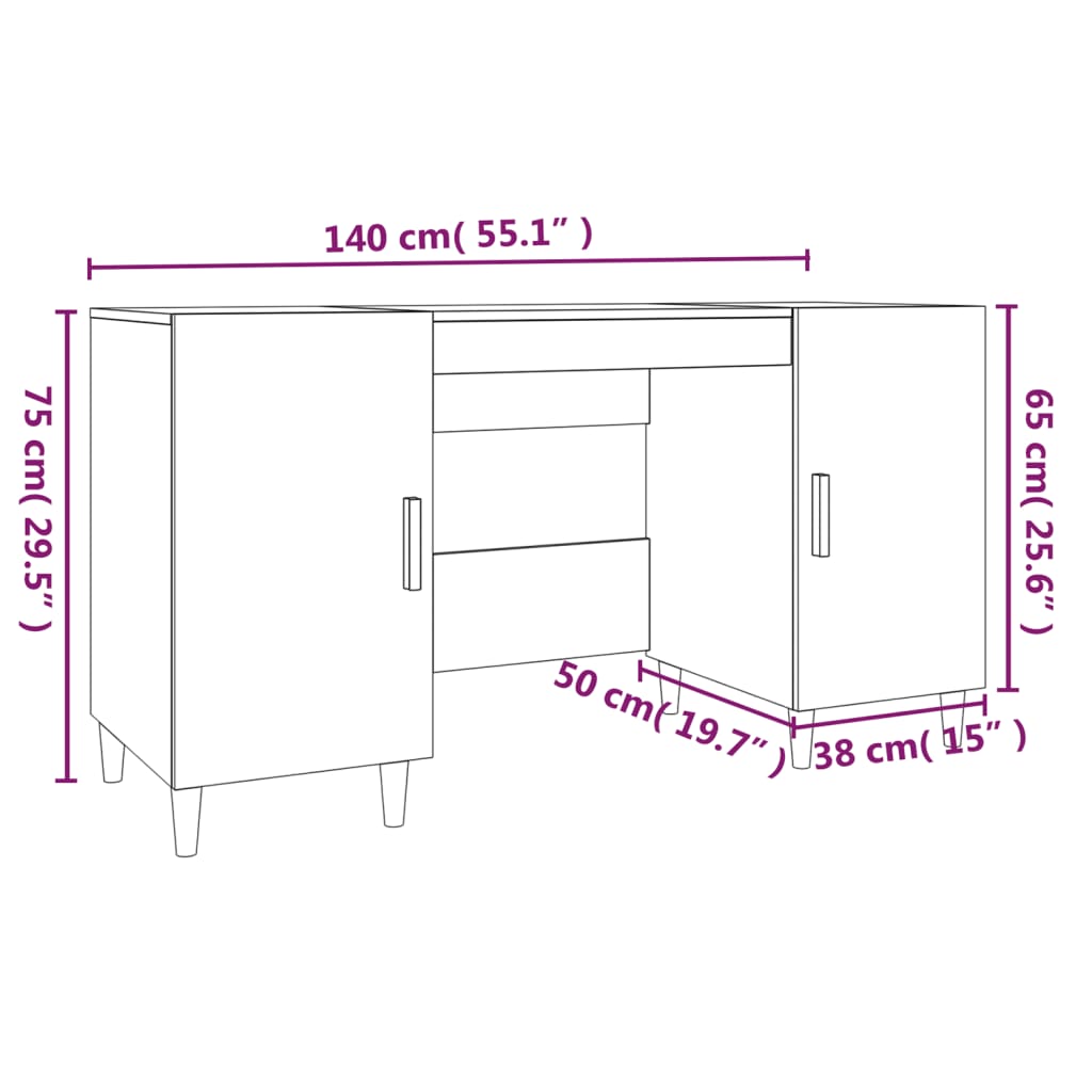 Scrivania Rovere Sonoma 140x50x75 cm in Legno Multistrato