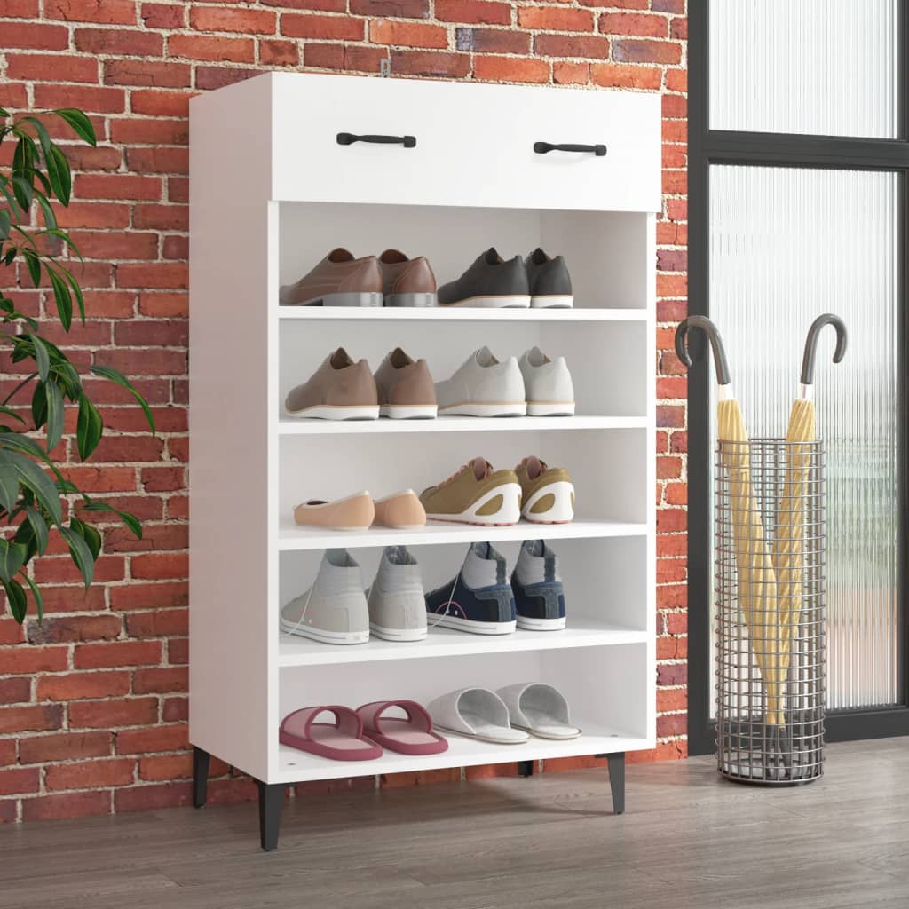 Scarpiera Bianca 60x35x105 cm in Legno Multistrato - homemem39