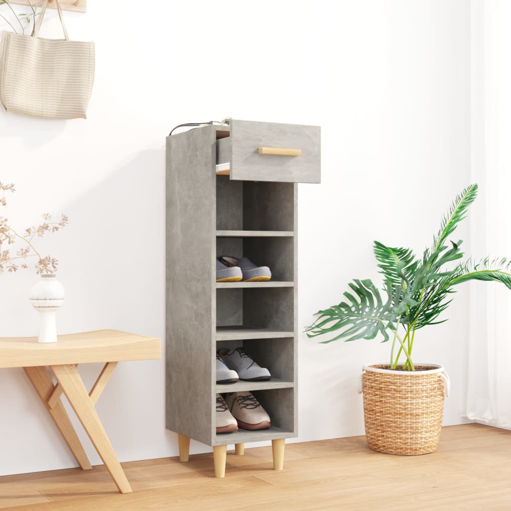 Scarpiera Grigio Cemento 30x35x105 cm in Legno Multistrato - homemem39