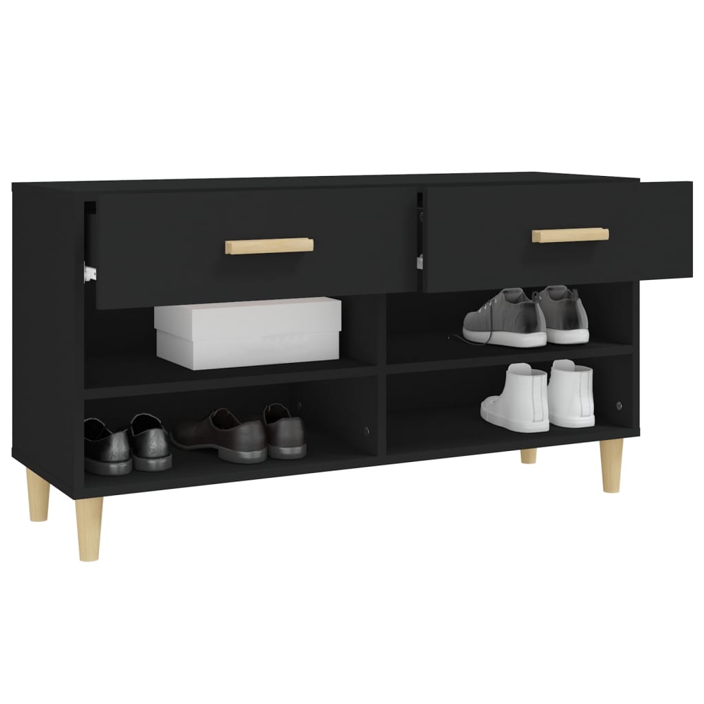 Scarpiera Nera 102x35x55 cm in Legno Multistrato - homemem39