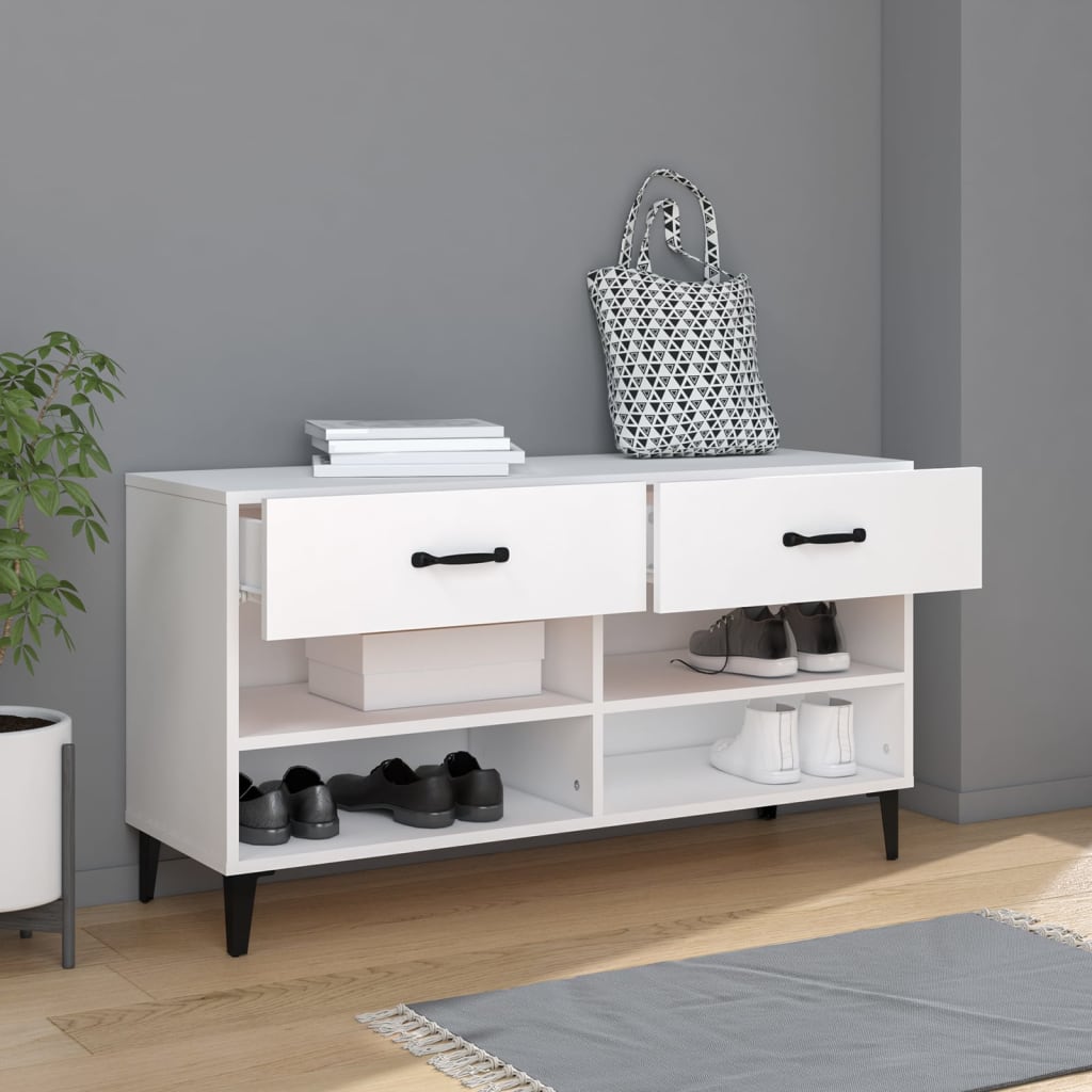Scarpiera Bianca 102x35x55 cm in Legno Multistrato - homemem39