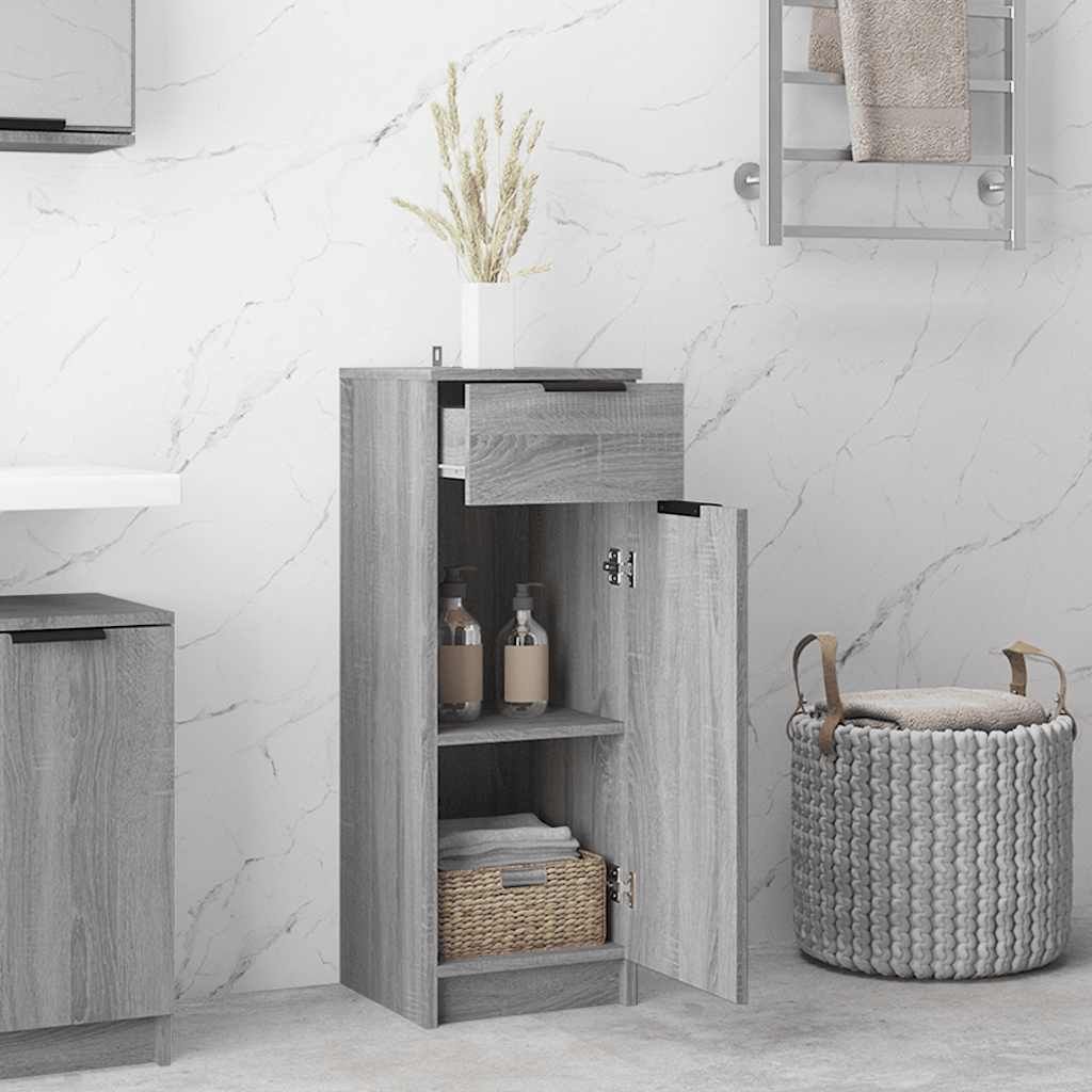 Armadietto Bagno Grigio Sonoma 32x34x90 cm in Legno Multistrato - homemem39