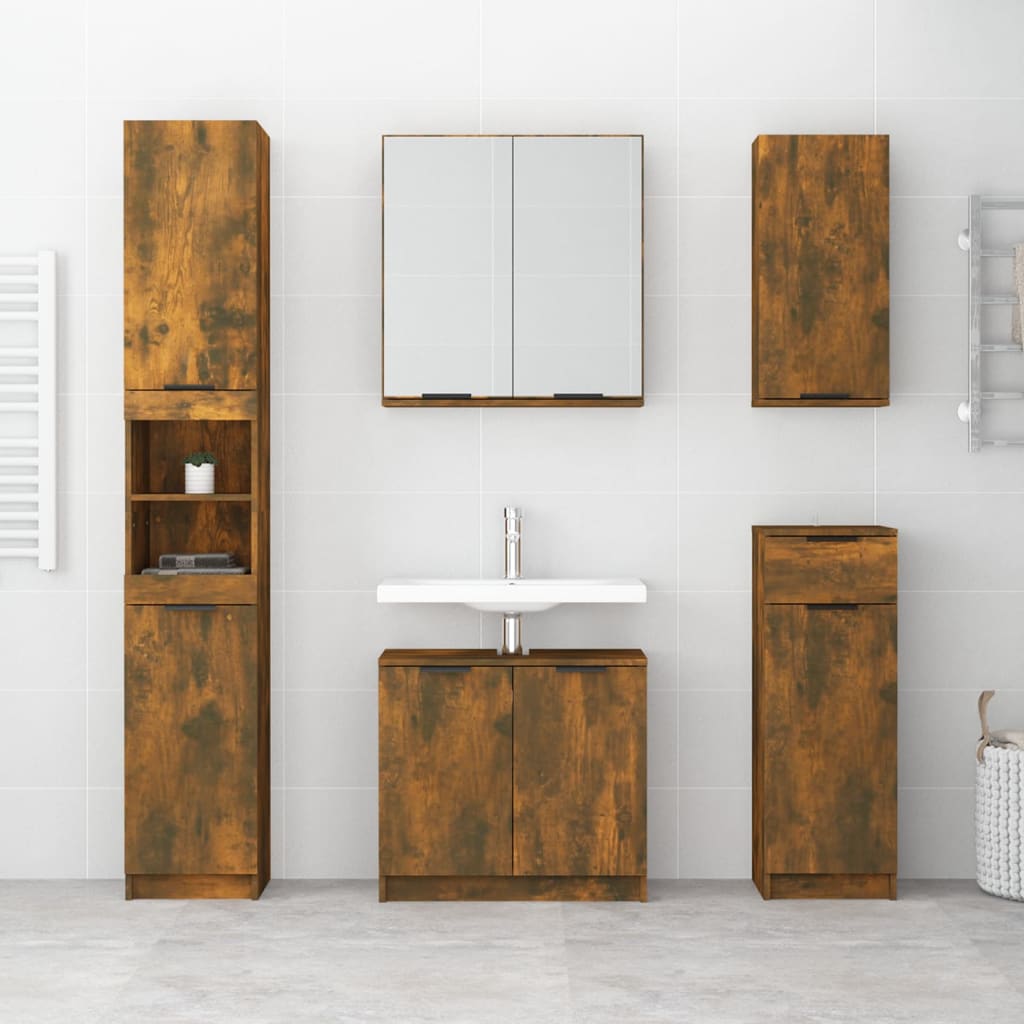 Mobile da Bagno a Parete Rovere Fumo 32x20x67 cm - homemem39