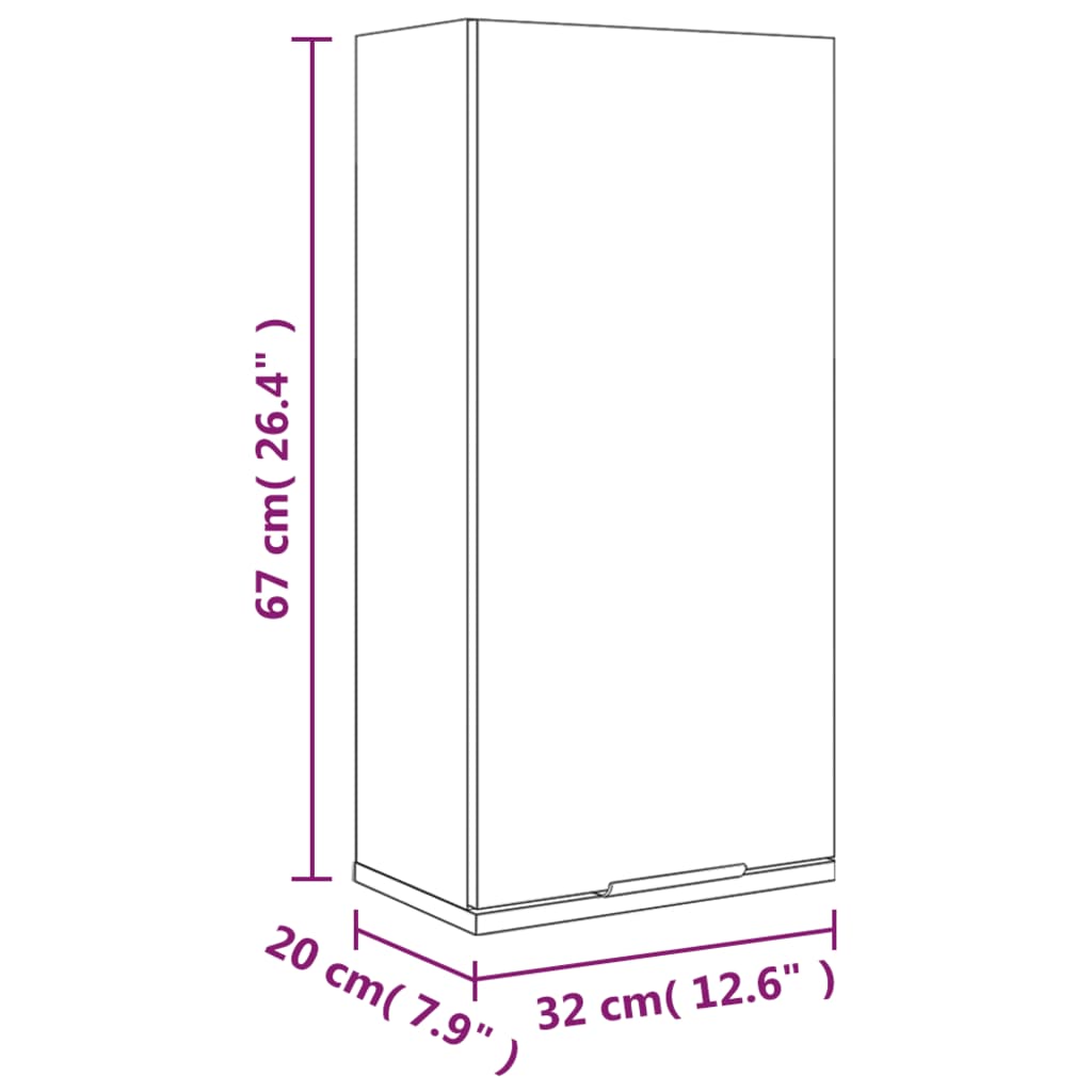 Mobile da Bagno a Parete Rovere Fumo 32x20x67 cm | homemem39