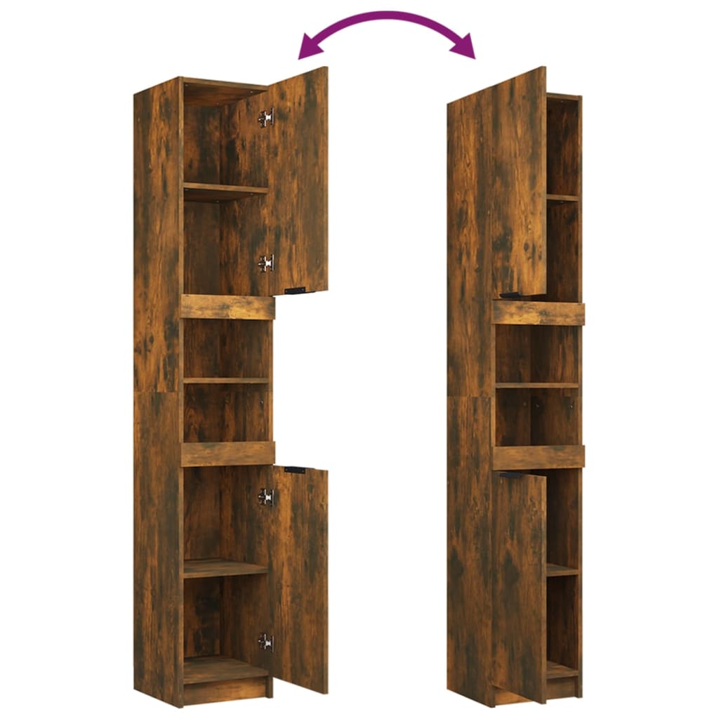 Armadietto Bagno Rovere Fumo 32x34x188,5cm in Legno Multistrato - homemem39