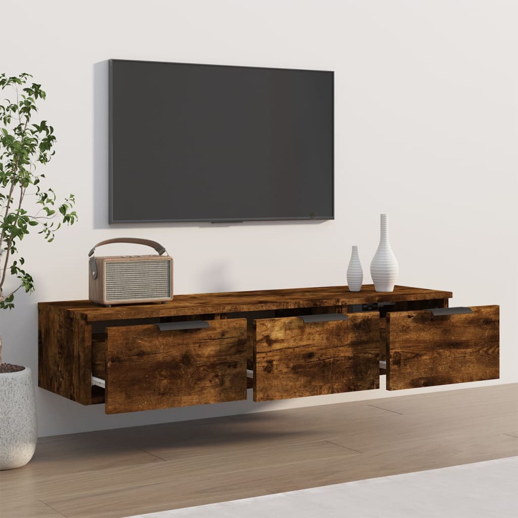Armadietto a Muro Rovere Fumo 102x30x20 cm in Legno Multistrato - homemem39