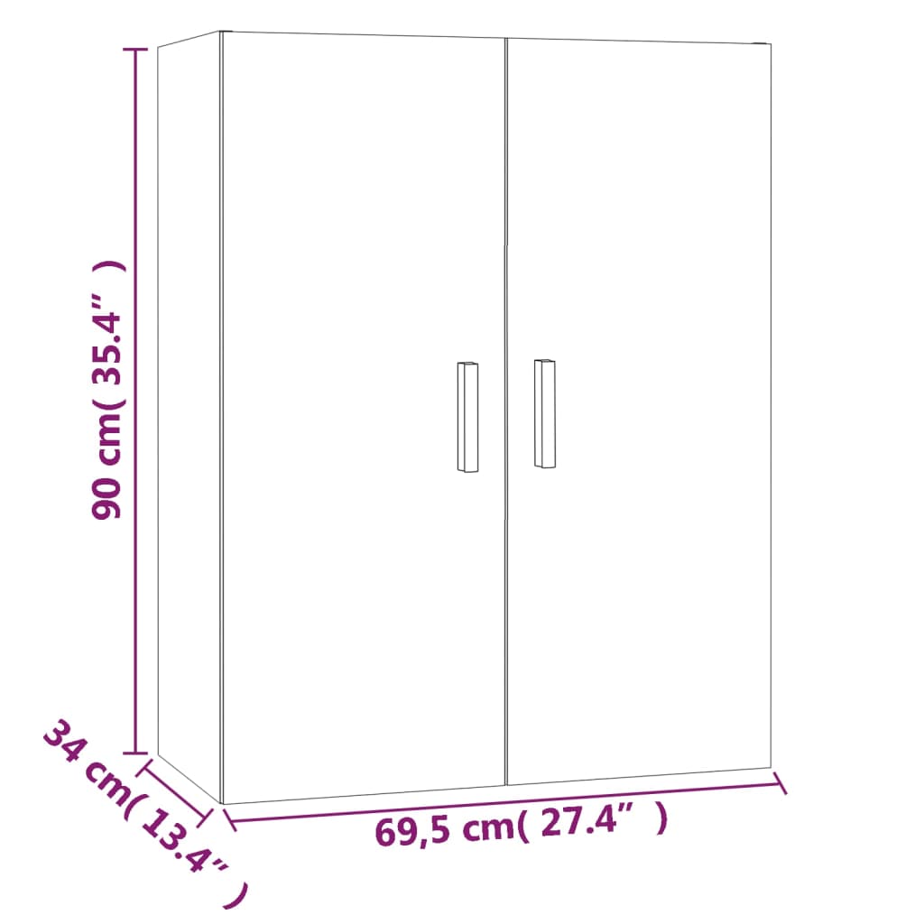 Armadietto Pensile a Parete Grigio Sonoma 69,5x34x90 cm | homemem39