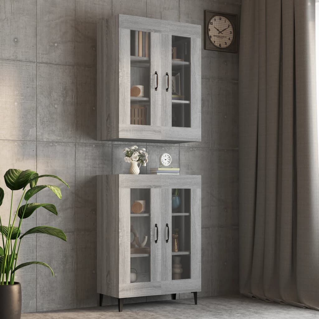 Armadietto Pensile a Parete Grigio Sonoma 69,5x34x90 cm - homemem39
