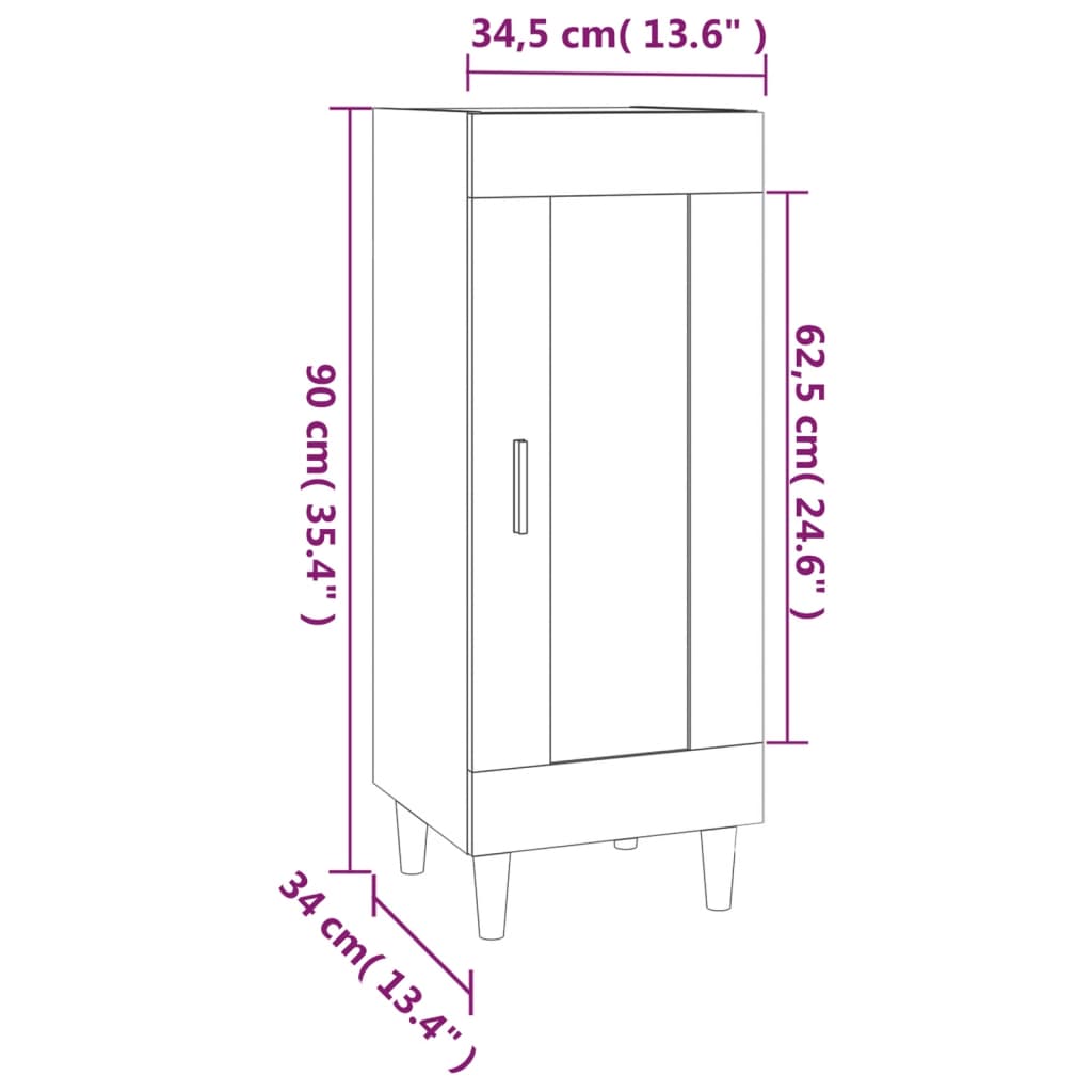 Credenza Rovere Marrone 34,5x34x90 cm in Legno Multistrato - homemem39