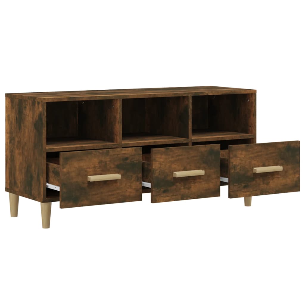 Mobile TV Rovere Fumo 102x36x50 cm in Legno Multistrato - homemem39