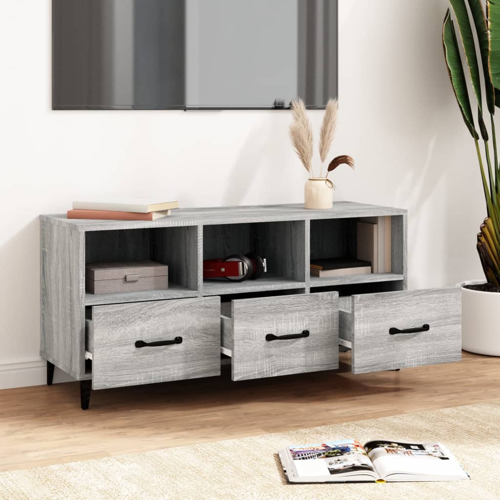 Mobile TV Grigio Sonoma 102x35x50 cm in Legno Multistrato