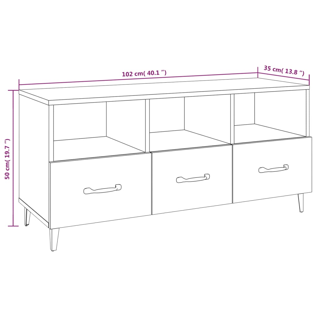 Mobile TV Grigio Sonoma 102x35x50 cm in Legno Multistrato