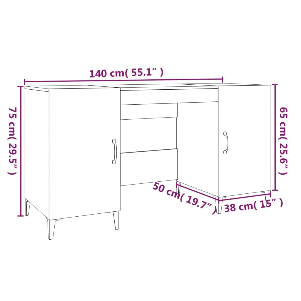 Scrivania Grigio Sonoma 140x50x75 cm in Legno Multistrato | homemem39