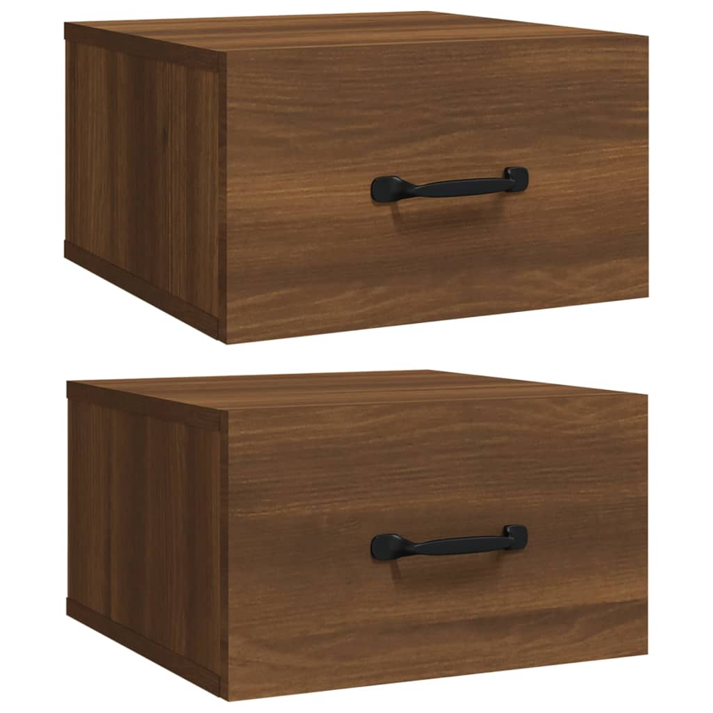 Comodini a Muro 2 pz Rovere Marrone 35x35x20 cm
