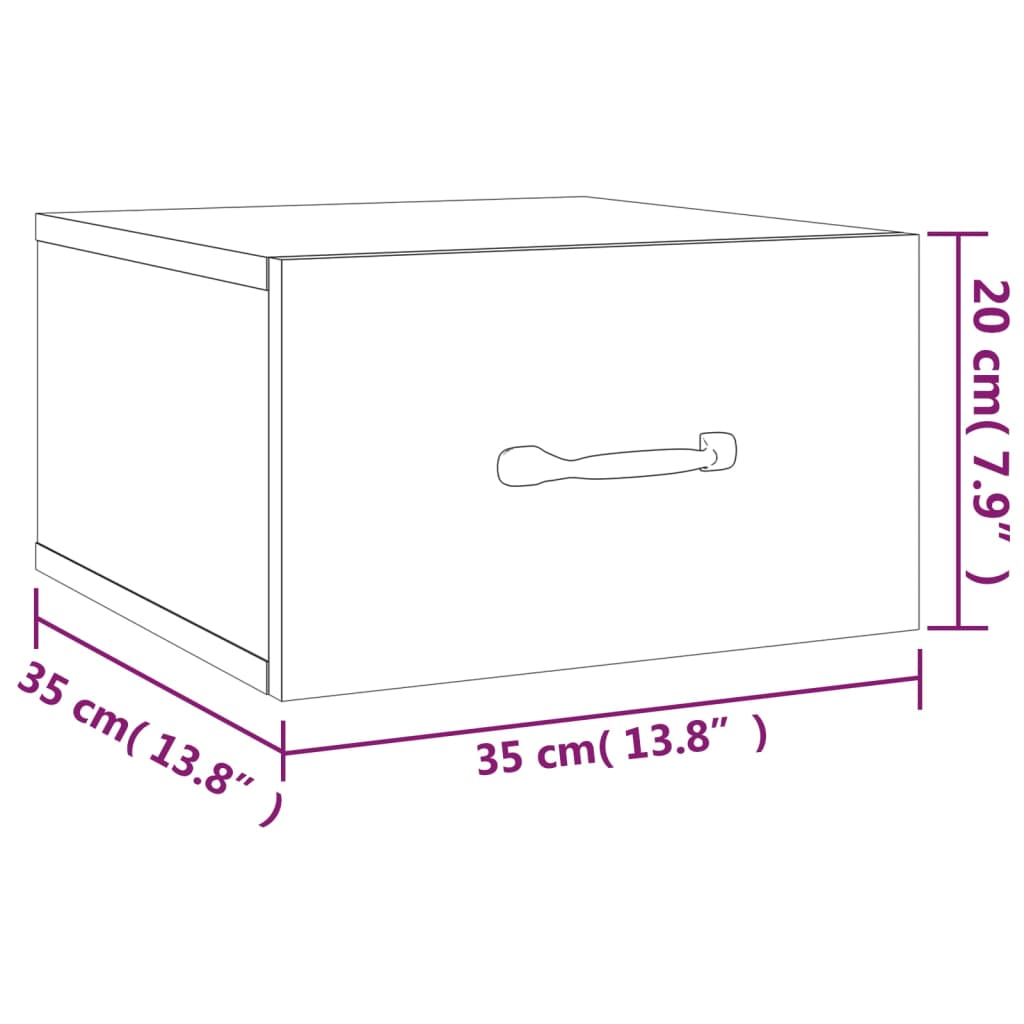 Comodini a Muro 2 pz Rovere Marrone 35x35x20 cm