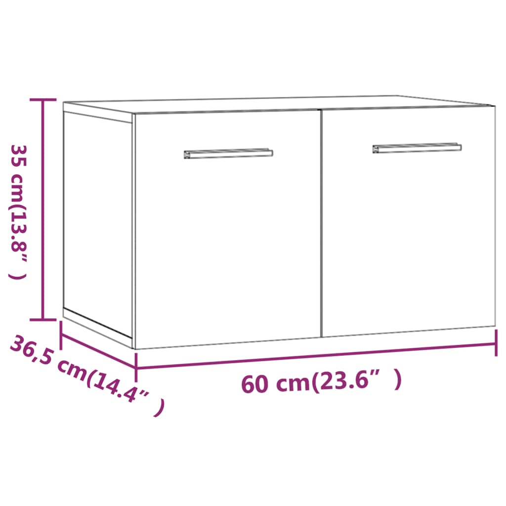 Mobile a Parete Rovere Fumo 60x36,5x35 cm in Legno Multistrato | homemem39