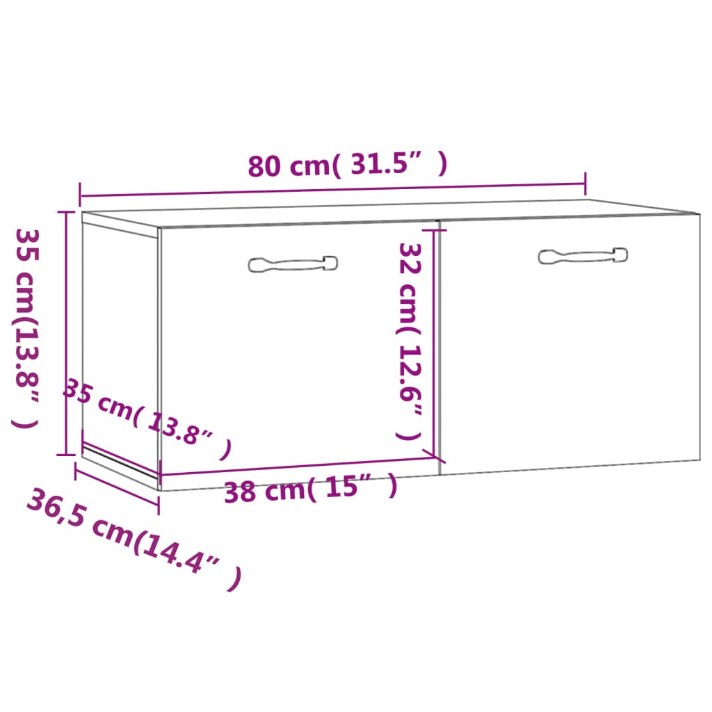 Mobile a Parete Rovere Fumo 80x36,5x35 cm in Legno Multistrato - homemem39