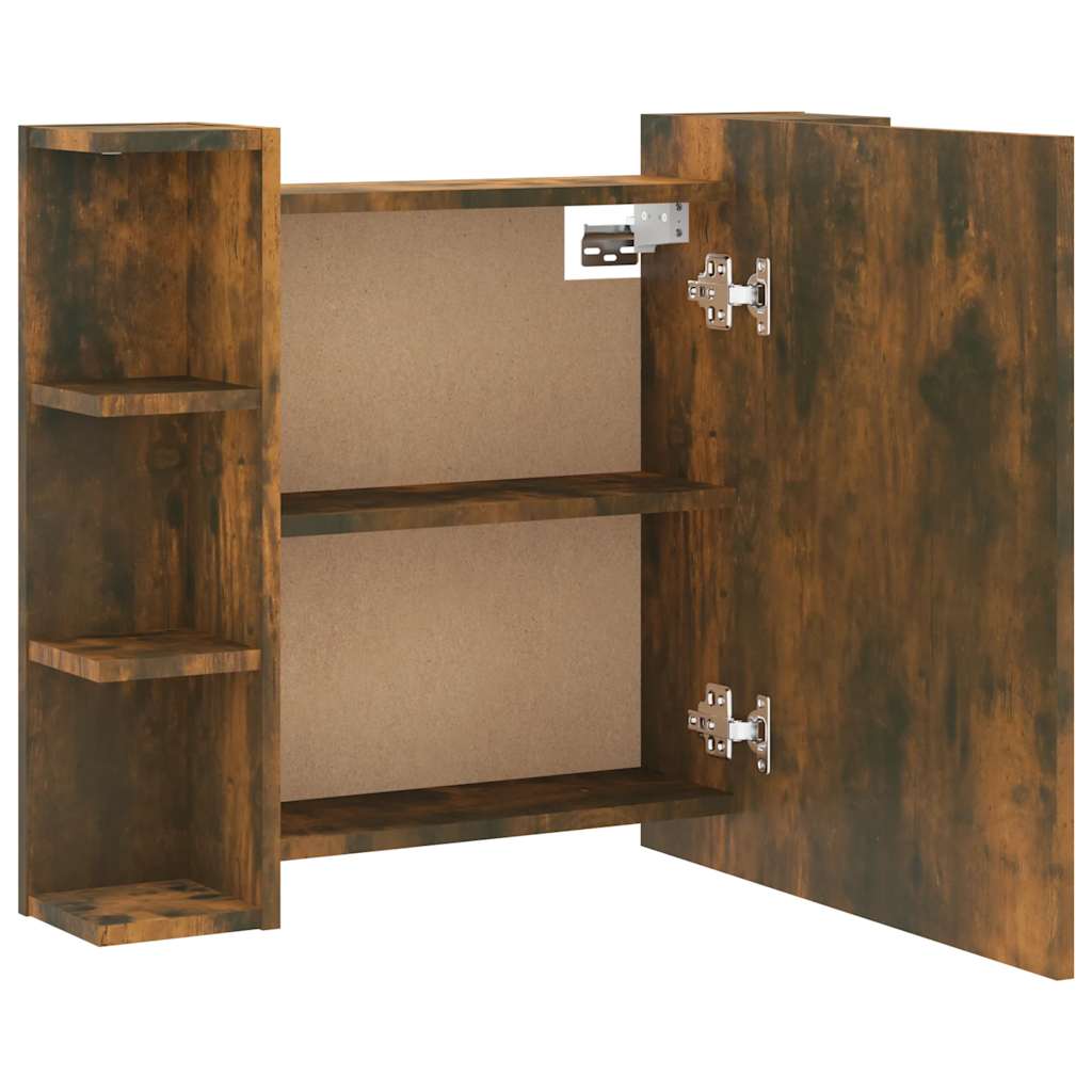 Mobile a Specchio con LED Rovere Fumo 70x16,5x60 cm | homemem39
