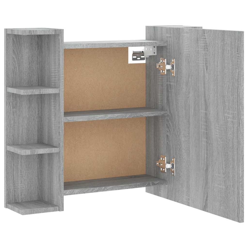 Mobile a Specchio con LED Grigio Sonoma 70x16,5x60 cm | homemem39