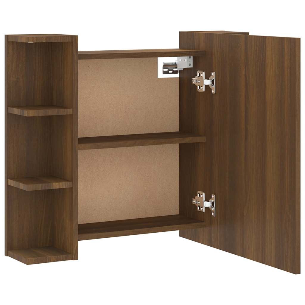 Mobile a Specchio con LED Rovere Marrone 70x16,5x60 cm | homemem39