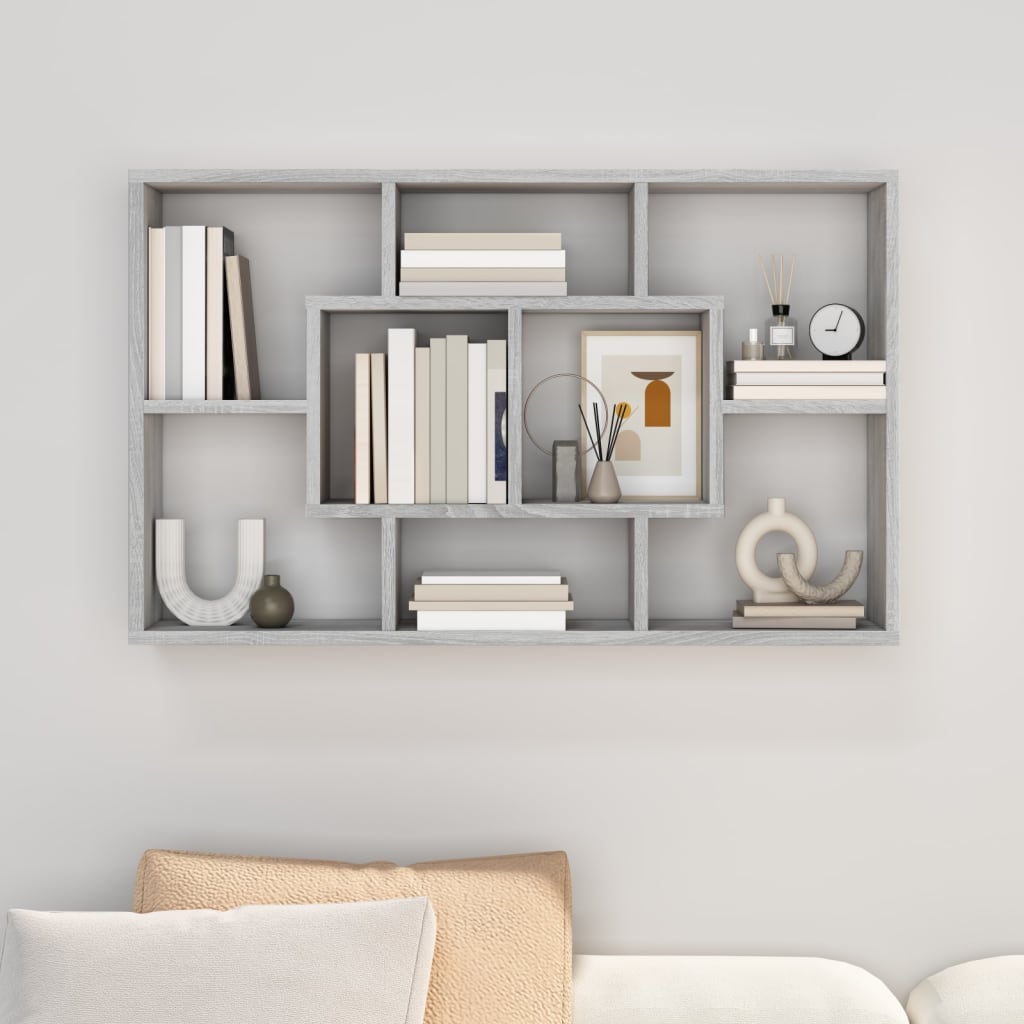 Mensola a Muro Grigio Sonoma 85x16x52,5 cm in Legno Multistrato - homemem39