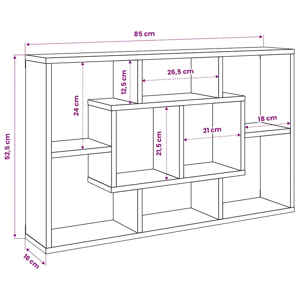 Mensola a Muro Grigio Sonoma 85x16x52,5 cm in Legno Multistrato - homemem39